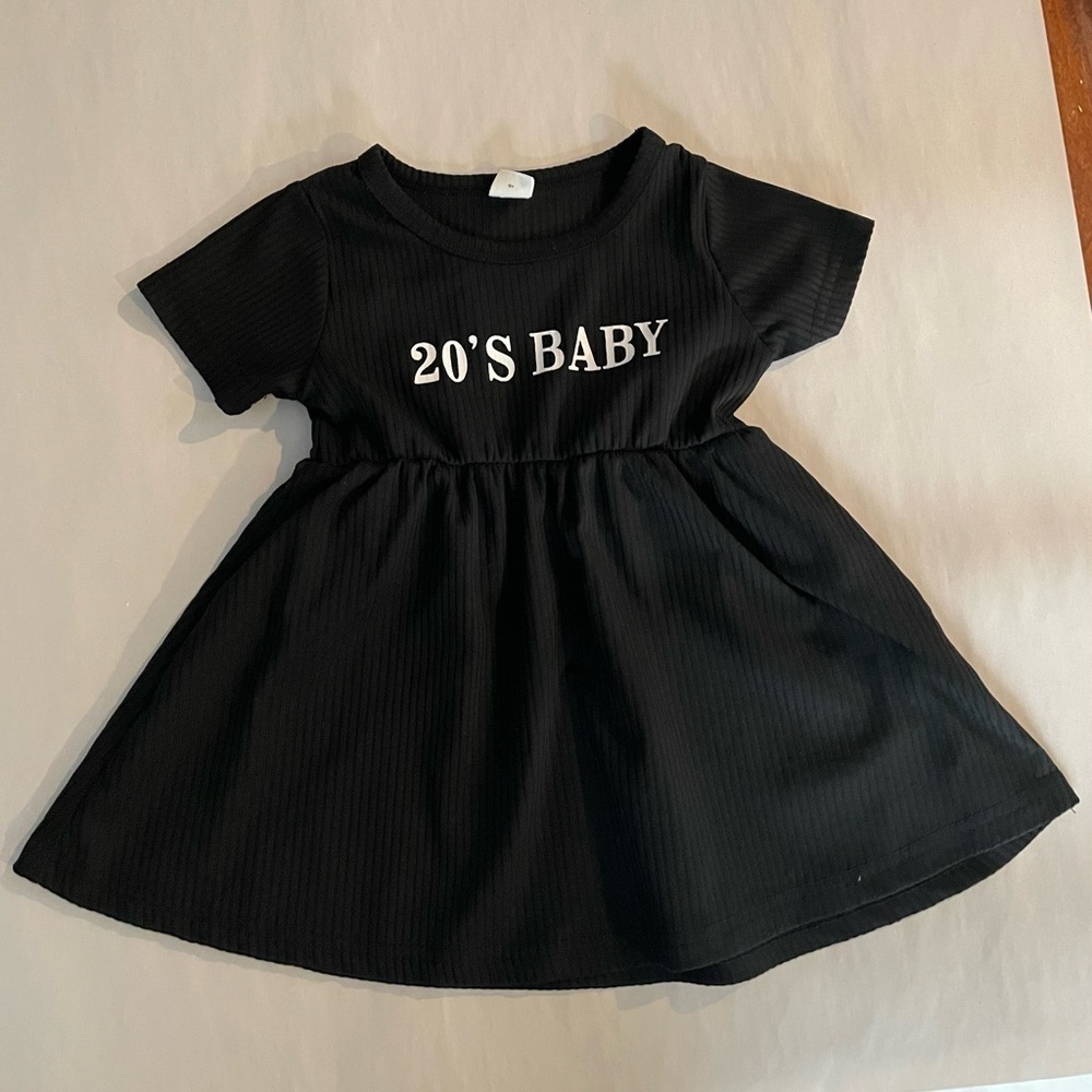 “20’s Baby” black dress for 6-9 months